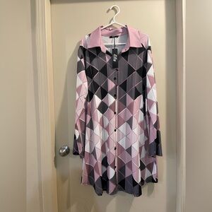 Lilly Geometric Pink and Black Dress